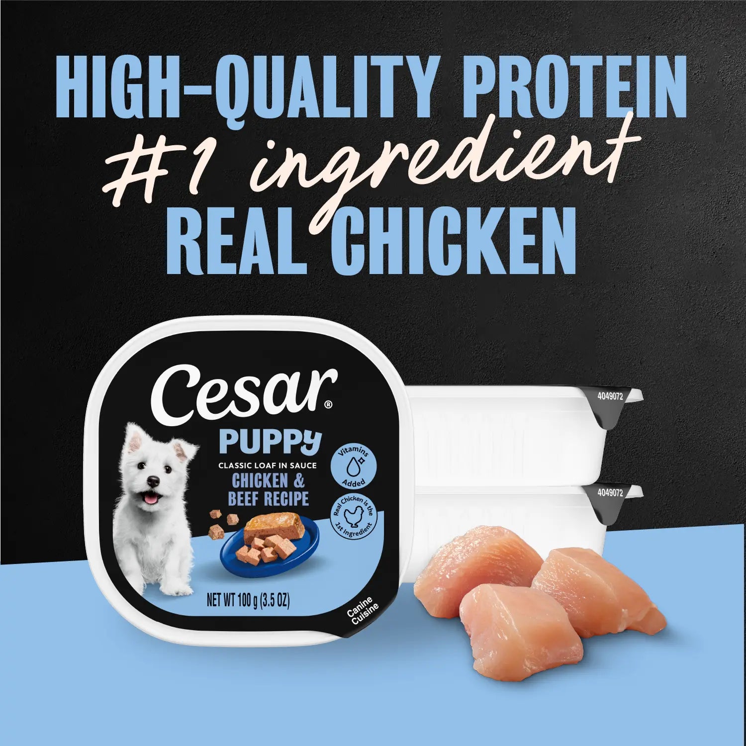 Ingredients info of Cesar Classic Loaf in Sauce Puppy Wet Dog Food Chicken & Beef 3.5-oz