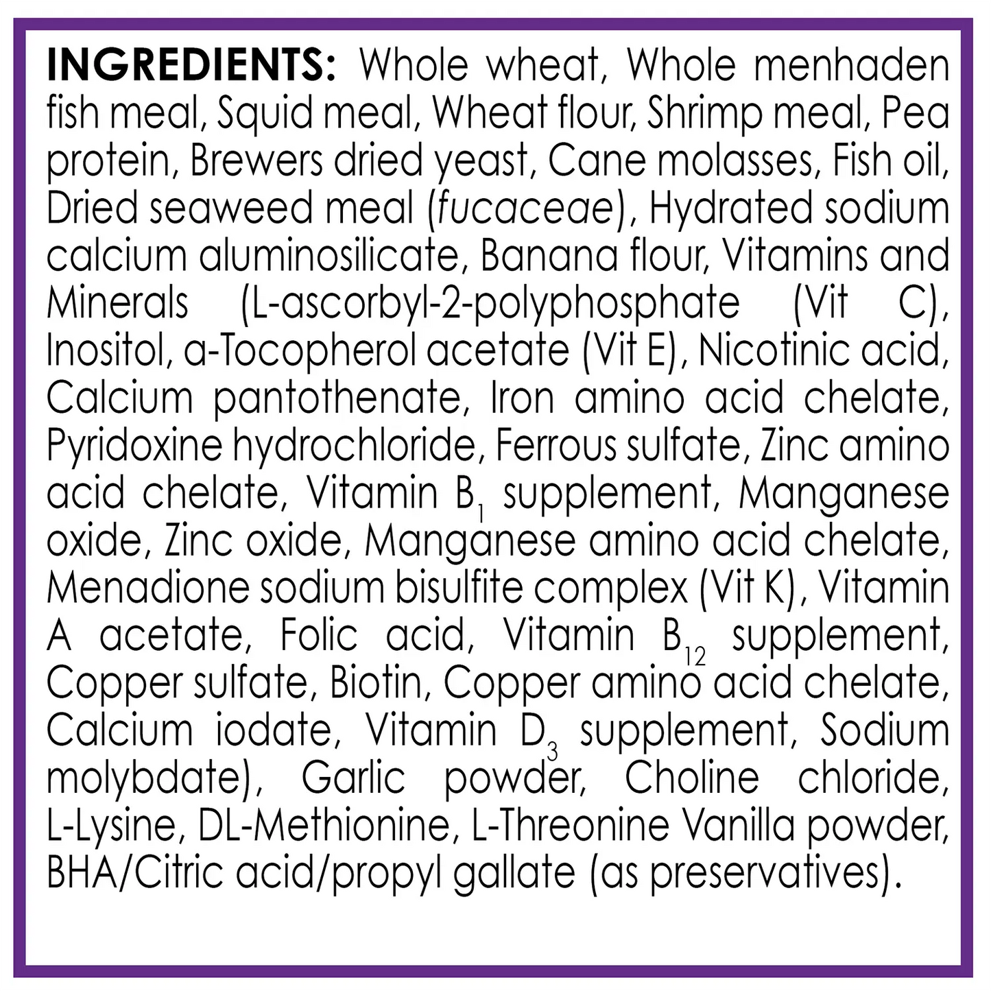 Ingredients info of API Tropical Premium Flakes Fish Food 1.1-oz
