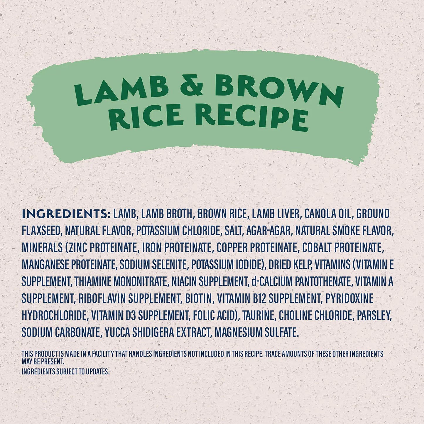 Ingredients info 1 of Natural Balance Pet Foods Limited Ingredient Canned Dog Food Lamb & Brown Rice 13-oz