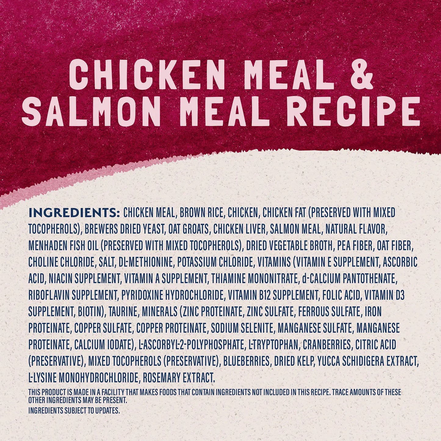 Ingredients info 1 of Natural Balance Pet Foods Original Ultra Broth Coated Adult Dry Cat Food Chicken Meal & Salmon Meal 15-lb