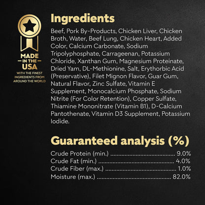 Ingredients info & Guaranteed-Analysis of Cesar Classic Loaf in Sauce Adult Wet Dog Food Beef 3.5-oz