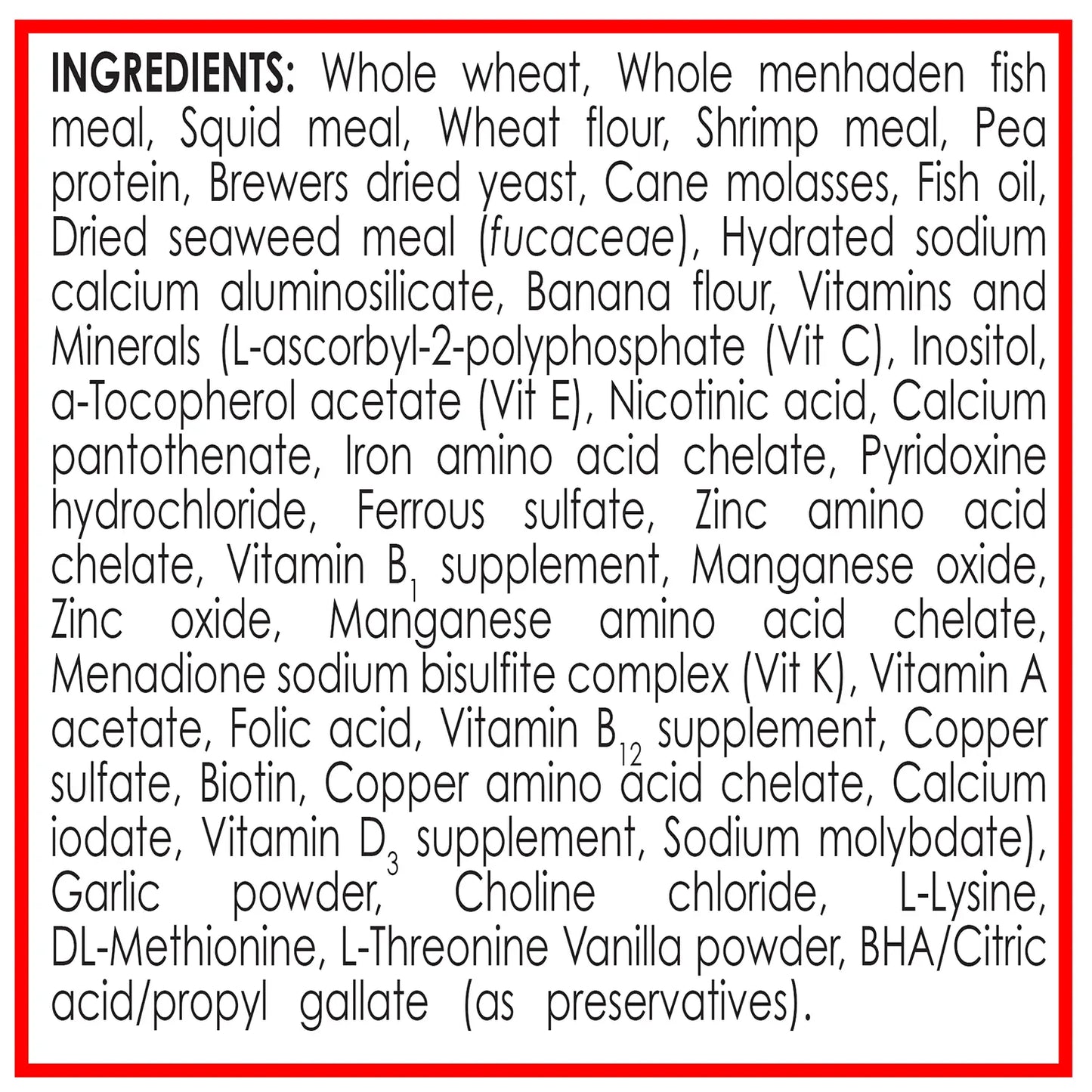 Ingredients info of API Betta Floating Pellets Fish Food 1-oz