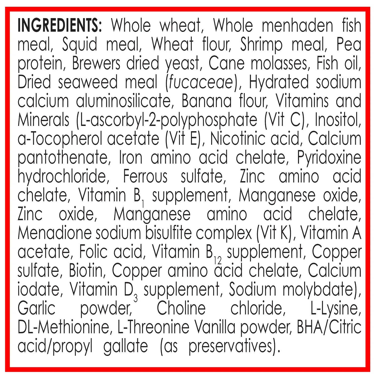 Ingredients info of API Betta Floating Pellets Fish Food 1-oz