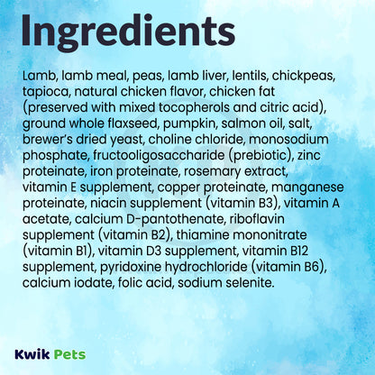 Ingredients info of Tiki Pets Dog Aloha Luau Grain-Free Dry Dog Food Lamb 3.5-lb