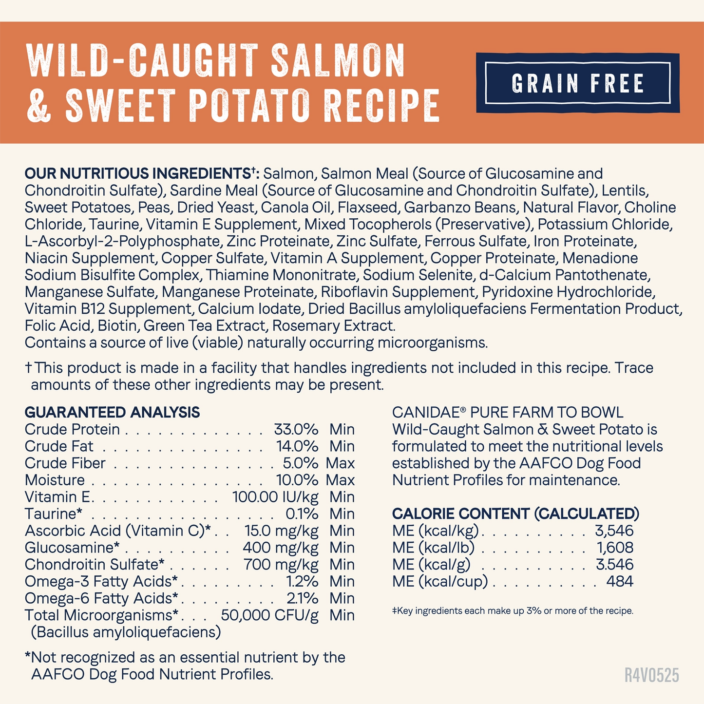 Ingredients info of Canidae Pure Goodness Grain-Free Puppy Dry Food Real Salmon & Sweet Potato Recipe 4-lb