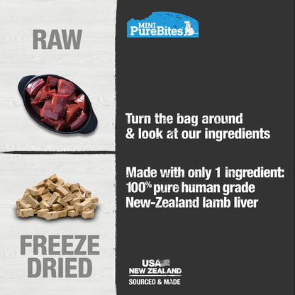 Ingredients info of PureBites Mini-Trainers Lamb Liver Freeze-Dried Pure Dog Treats 2.4-oz