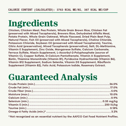 Ingredients & Guaranteed-Analysis of Nutro Wholesome Essentials Chicken & Brown Rice Recipe Senior Dry Cat Food 5-lb
