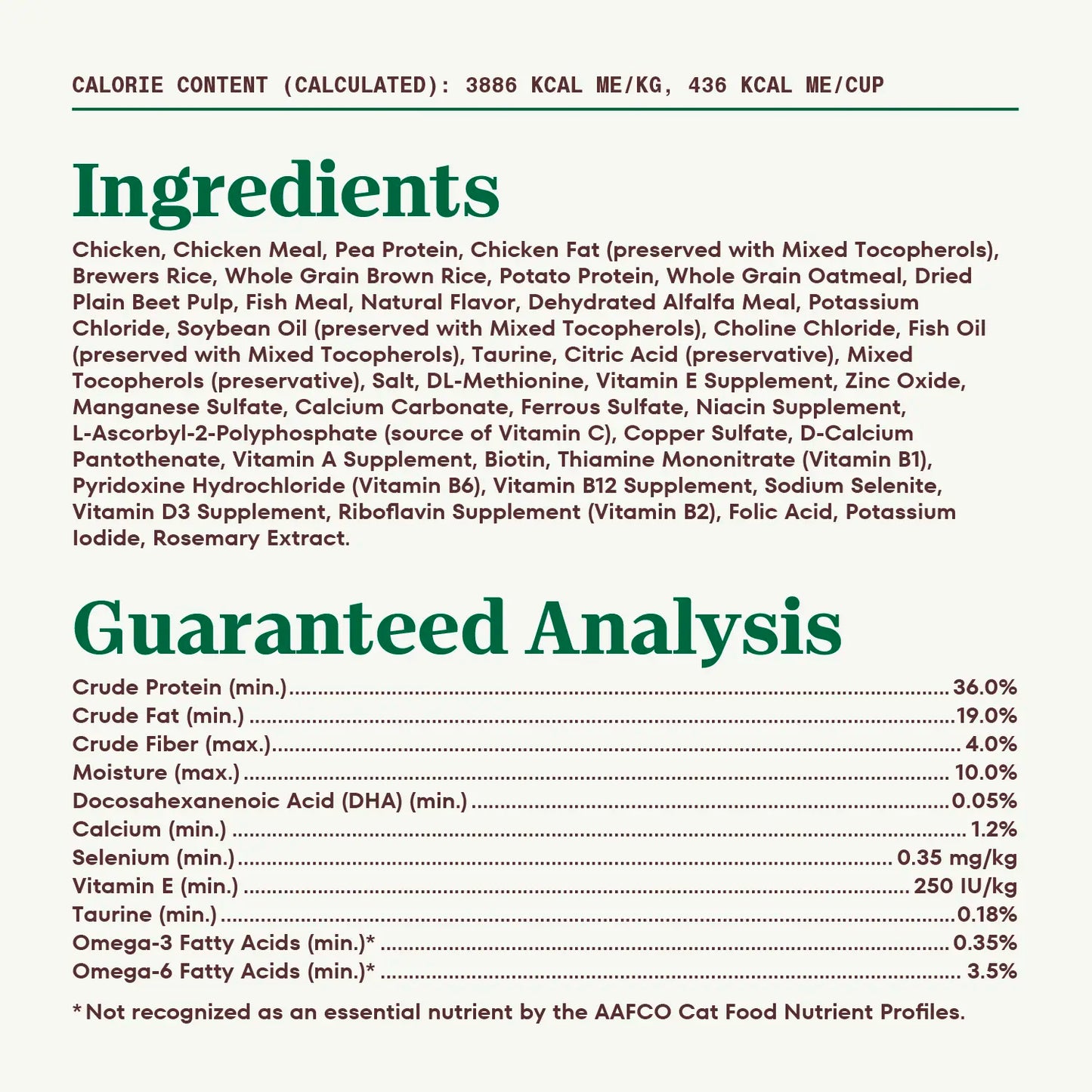 Ingredients & Guaranteed-Analysis of Nutro Wholesome Essentials Chicken & Brown Rice Early Development Kitten Dry Cat Food 5-lb