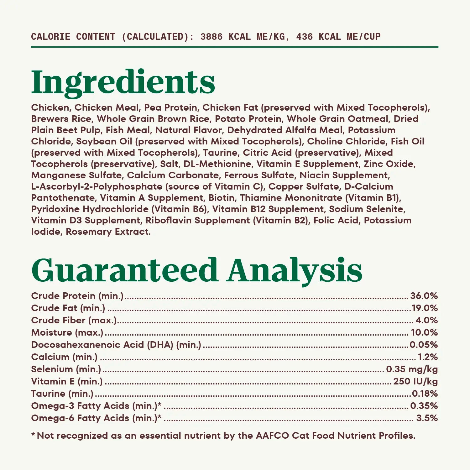 Ingredients & Guaranteed-Analysis of Nutro Wholesome Essentials Chicken & Brown Rice Early Development Kitten Dry Cat Food 5-lb