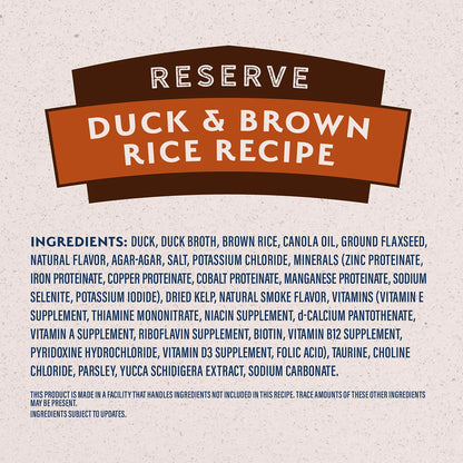 Ingredients info 1 of Natural Balance Pet Foods Limited Ingredient Reserve Canned Dog Food Duck & Brown Rice 13-oz