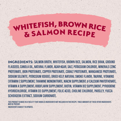 Ingredients info of Natural Balance Pet Foods Limited Ingredient Canned Dog Food Whitefish Brown Rice & Salmon 13-oz