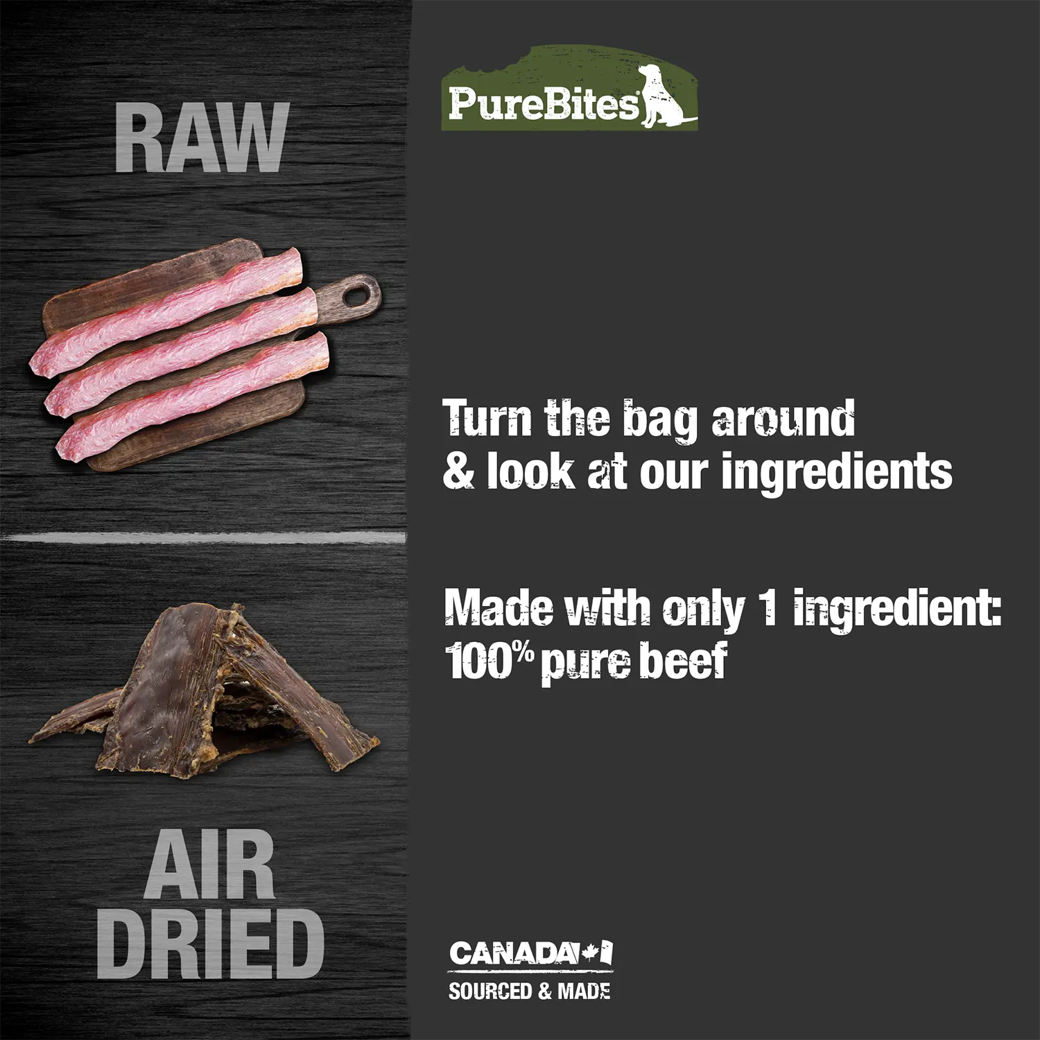 Ingredients info of PureBites Beef Tenders Air-Dried Pure Jerky Dog Treats 7.5-oz