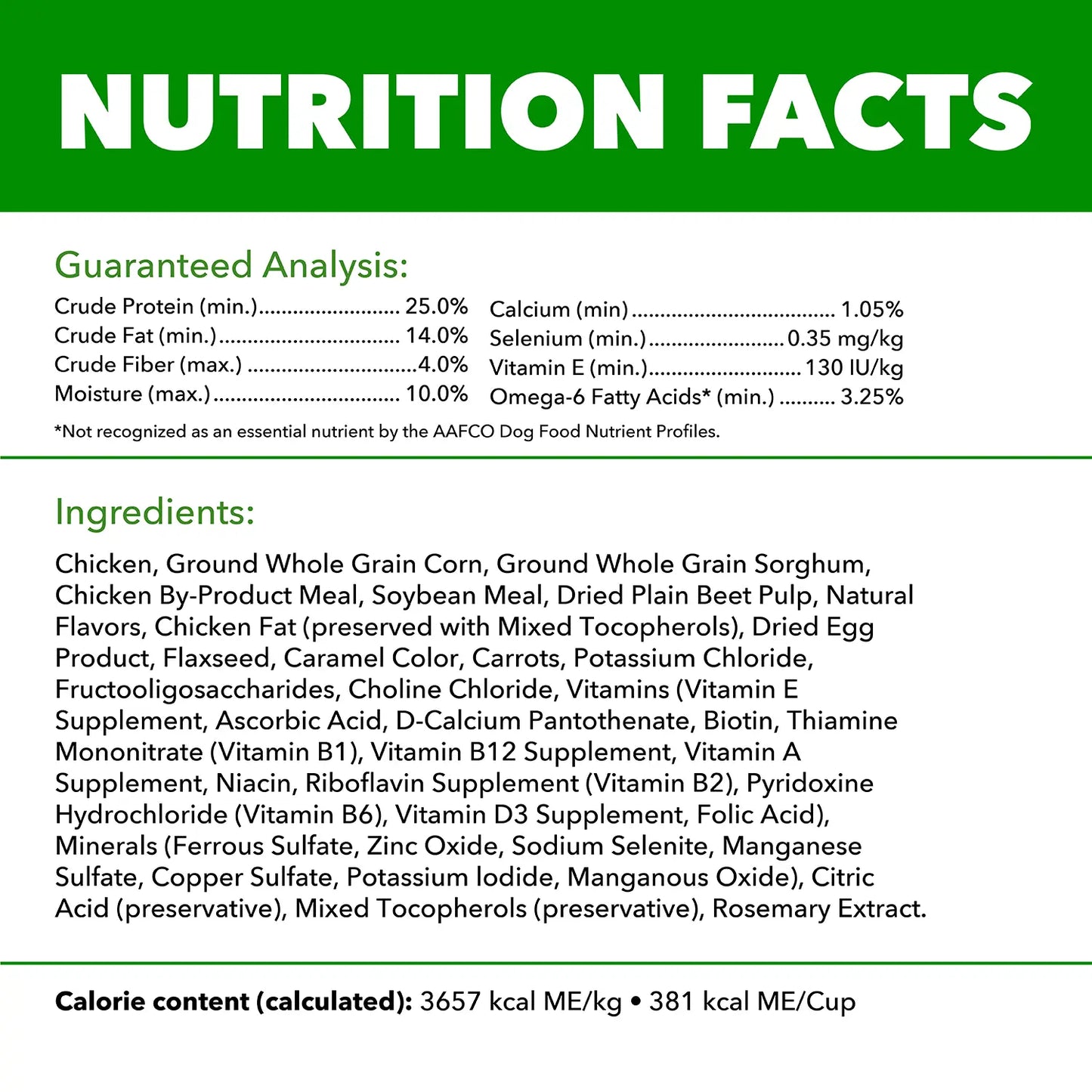 Nutritional info of IAMS Minichunks Small Kibble High Protein Adult Dry Dog Food Real Chicken 7-lb