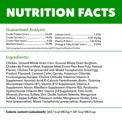 Nutritional info of IAMS Minichunks Small Kibble High Protein Adult Dry Dog Food Real Chicken 7-lb