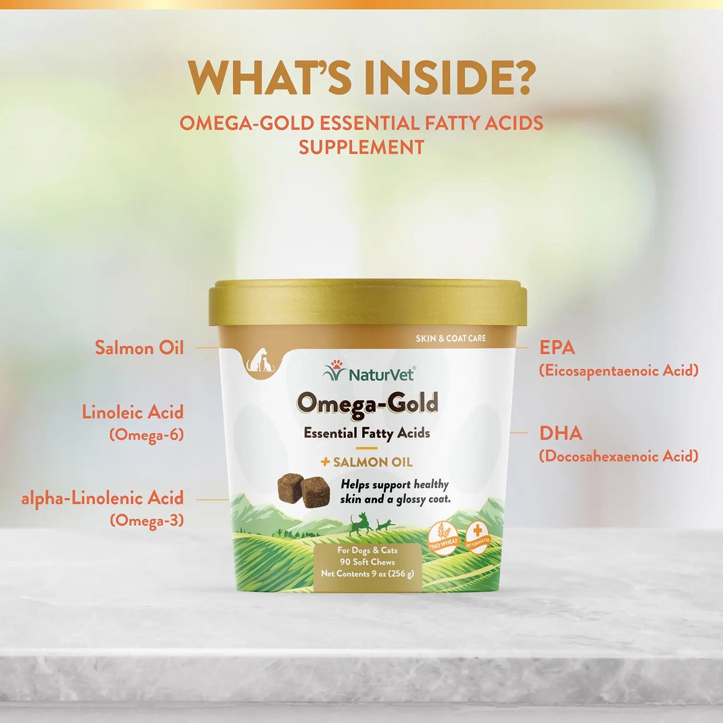 Ingredients info of NaturVet Omega-Gold Plus Salmon Oil Soft Chews for Dogs & Cats 90 Count 9-oz