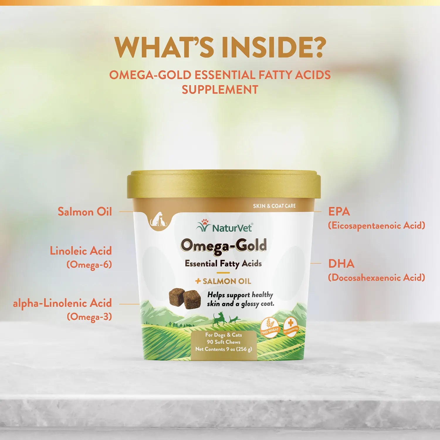 Ingredients info of NaturVet Omega-Gold Plus Salmon Oil Soft Chews for Dogs & Cats 90 Count 9-oz
