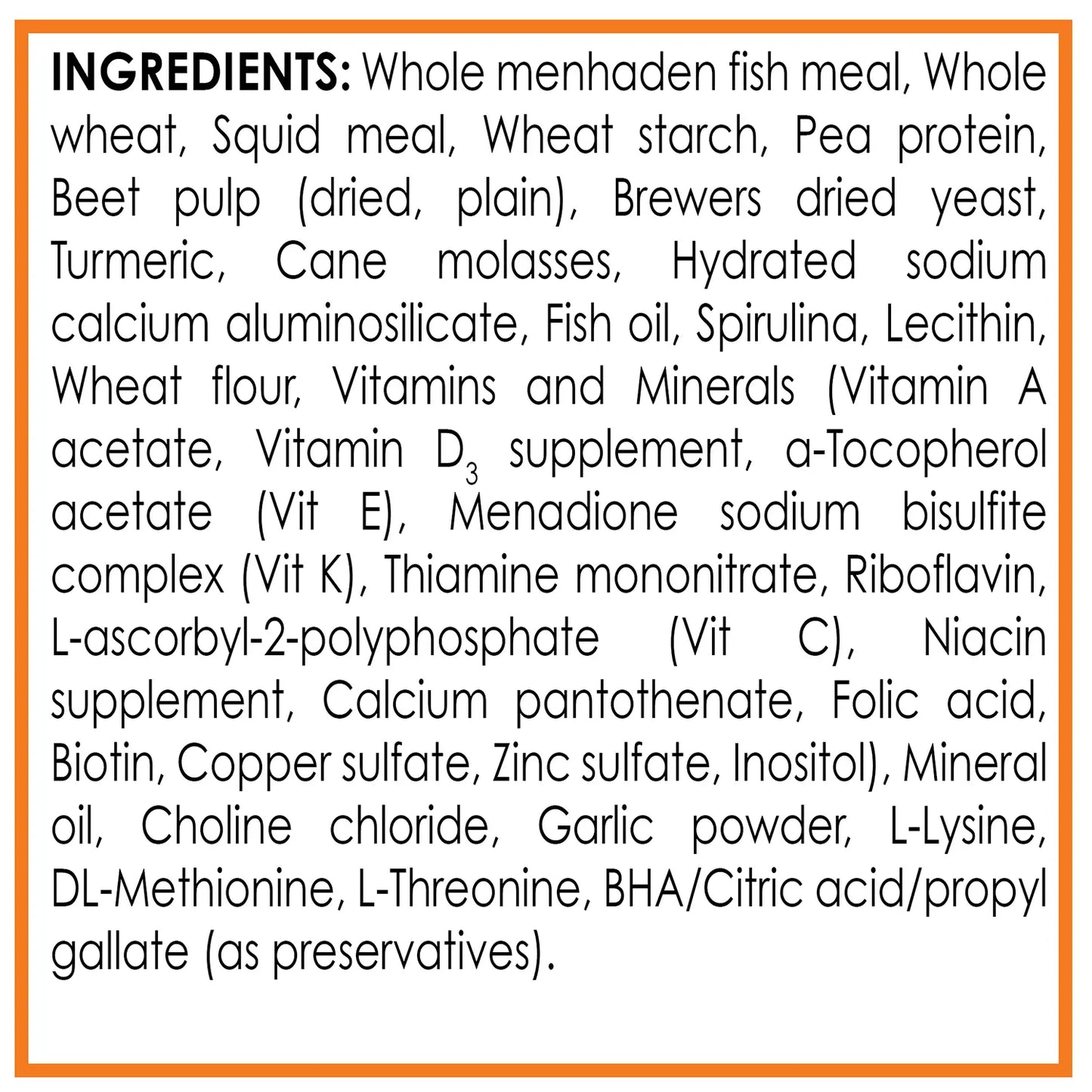 Ingredients of API Goldfish Premium Flakes Fish Food 5.7-oz