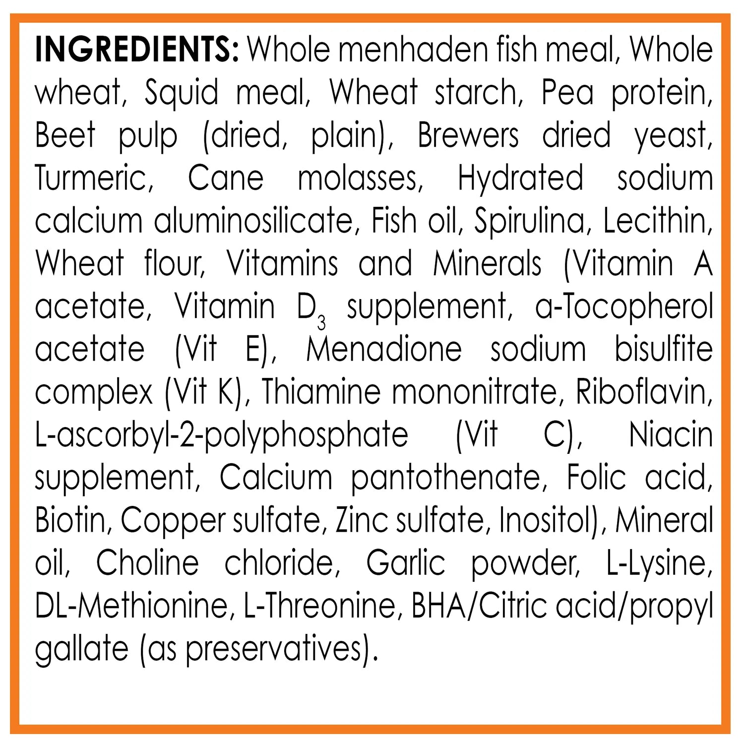Ingredients of API Goldfish Premium Flakes Fish Food 5.7-oz