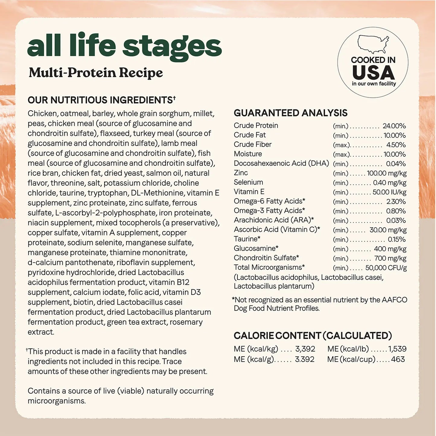 Nutritious Ingredients info,Guaranteed-Analysis  & Calorie Content info of Canidae All Life Stages Dry Dog Food Multi-Protein Recipe 5-lb