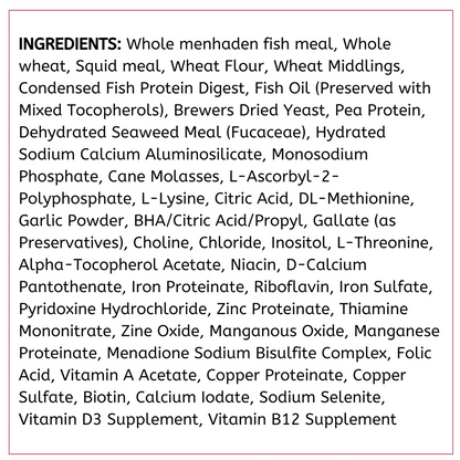 Ingredients info of API Bottom Feeder Pellets with Squid Fish Food 1.3-oz
