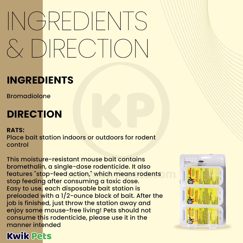 Ingredients info & Usages Directions of Farnam Just One Bite EX Mouse Bait Station 3 Count