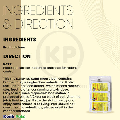 Ingredients info & Usages Directions of Farnam Just One Bite EX Mouse Bait Station 3 Count