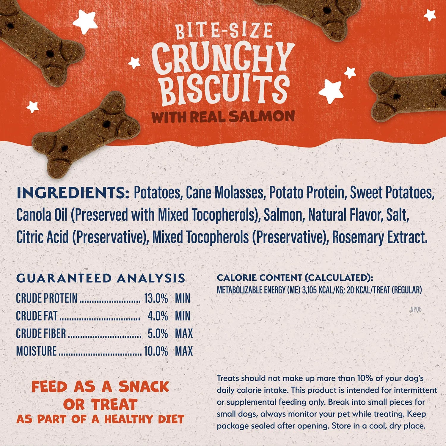 Ingredients,Guaranteed-Analysis & Calorie Content info of Natural Balance Pet Foods Rewards Crunchy Biscuits Dog Treats Salmon 14-oz