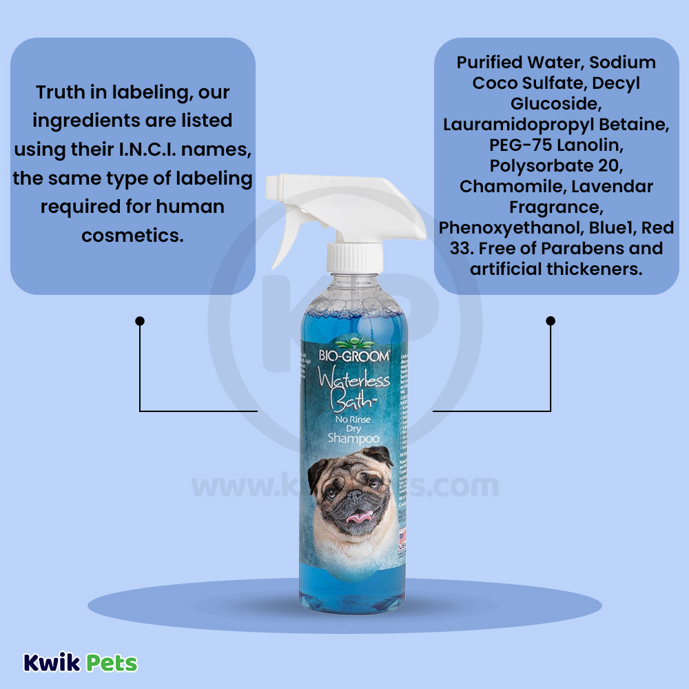 Bio-Groom Waterless Bath No Rinse Dog Shampoo 16-oz, Kwik Pets