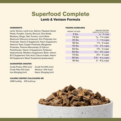 Badlands Ranch Superfood Complete Air-Dried Dog Food Lamb & Venison 11.5-oz, Kwik Pets