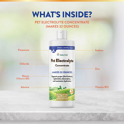 Ingredients info of NaturVet Pet Electrolyte Concentrate for Dogs & Cats 16-oz