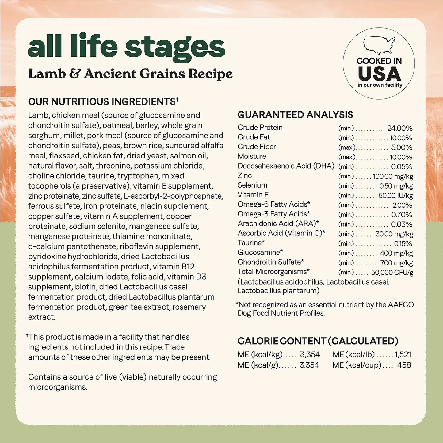 Nutritious info, Guaranteed-Analysis of & Calorie Content info of Canidae All Life Stages Dry Dog Food Real Lamb & Ancient Grains Recipe 5- lb