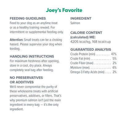 Ingredients & Guaranteed-Analysis of Dr. Marty Joey's Favorite Freeze-Dried Dog Treats Salmon 4-oz