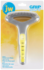 JW Pet GripSoft Double Row Undercoat Rake Regular Teeth for Dogs