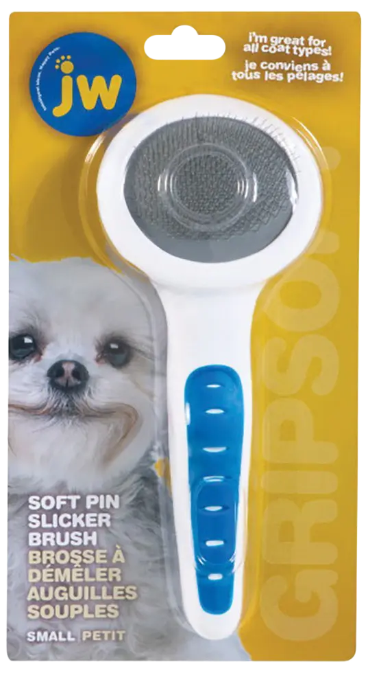 Front of JW Pet GripSoft Slicker Brush with Soft Pins Small