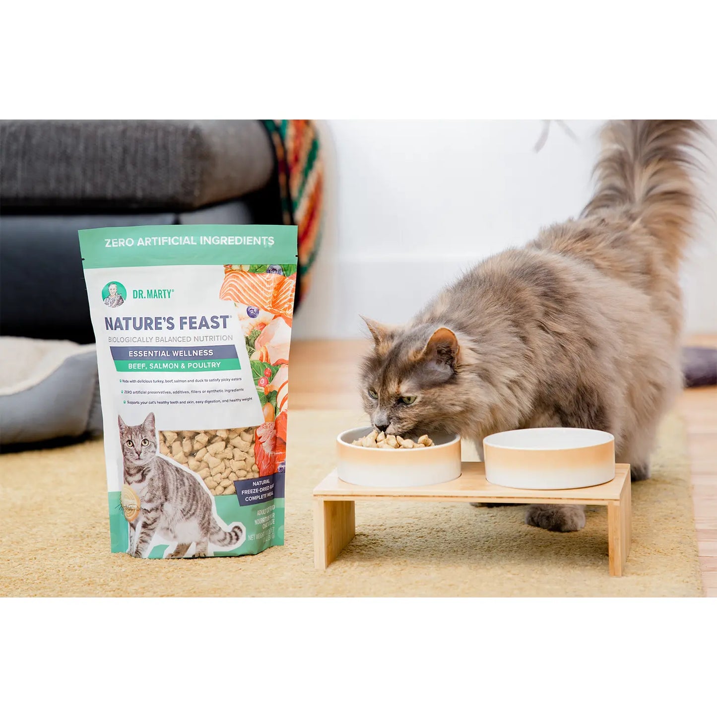 LifeStyle of Dr. Marty Nature's Feast Essential Wellness Premium Freeze-Dried Raw Adult Cat Food Poultry, Beef, & Salmon 12-oz