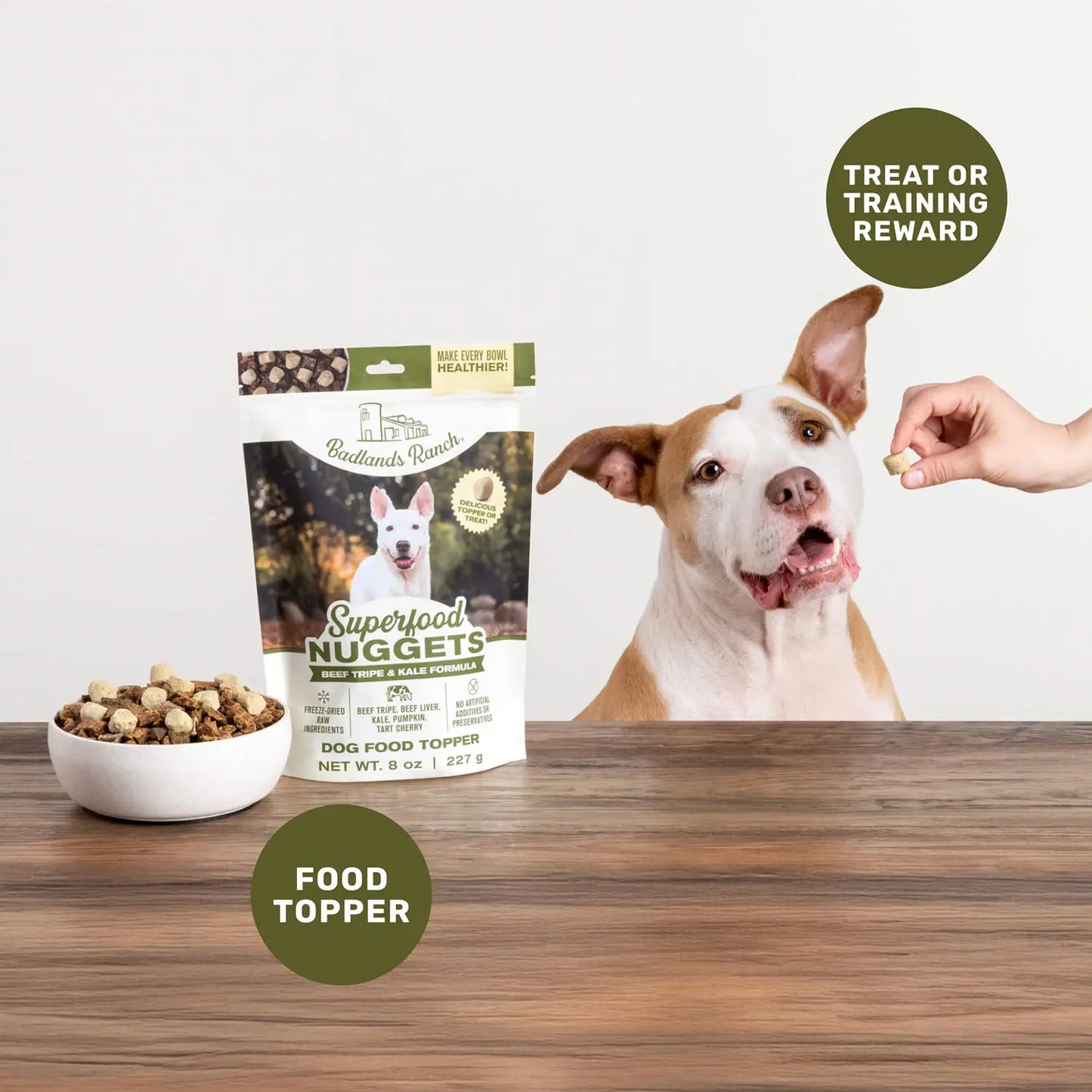 LifeStyle of Badlands Ranch Superfood Nuggets Freeze-Dried Raw Dog Treats Beef Tripe & Kale 8-oz