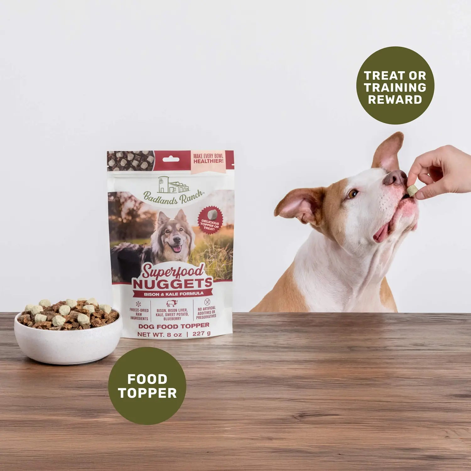 LifeStyle of Badlands Ranch Superfood Nuggets Freeze-Dried Raw Dog Treats Bison & Kale 8-oz