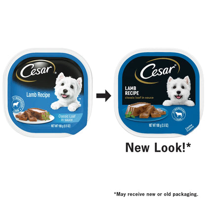 New Look of Cesar Classic Loaf in Sauce Adult Wet Dog Food Lamb 3.5-oz