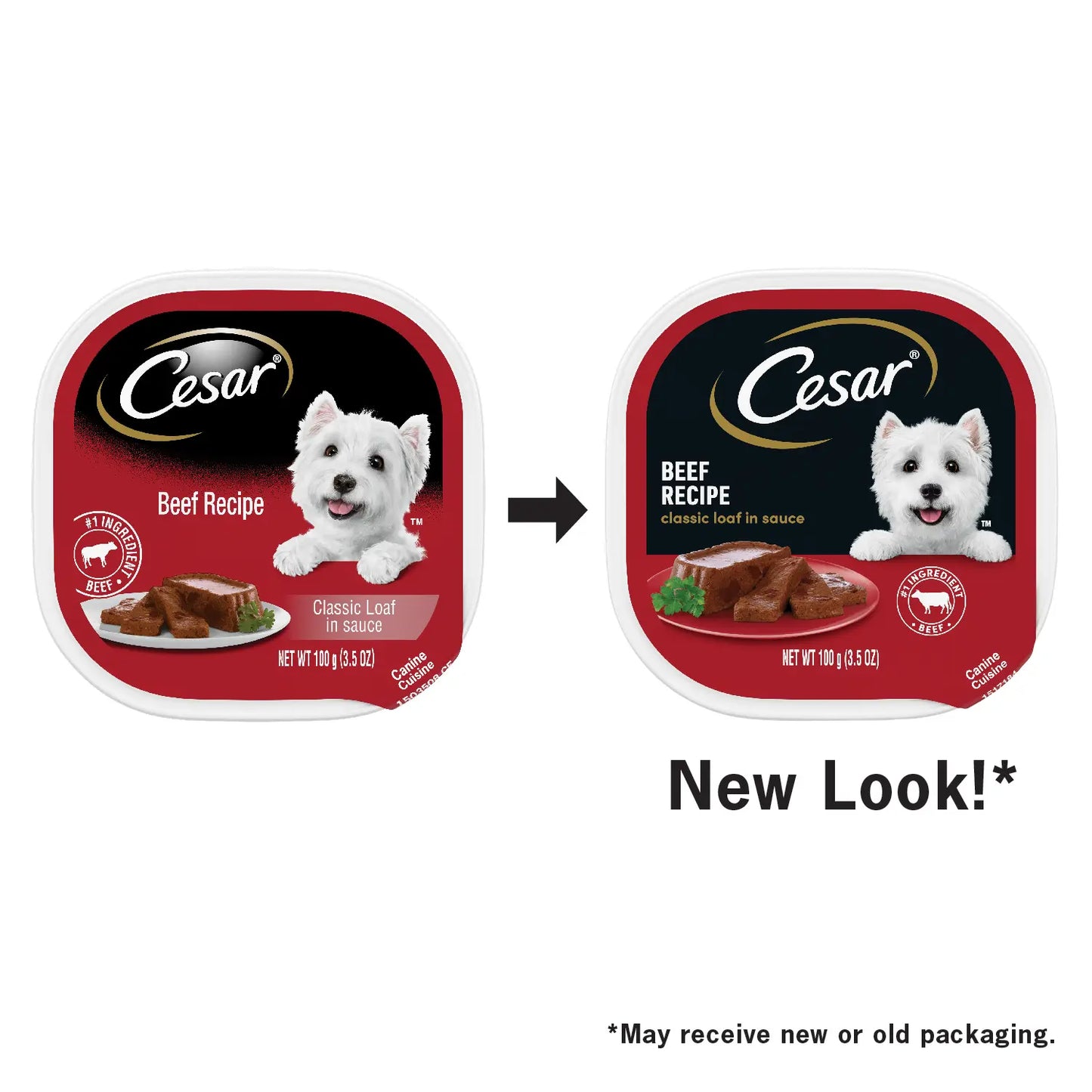 New Look of Cesar Classic Loaf in Sauce Adult Wet Dog Food Beef 3.5-oz