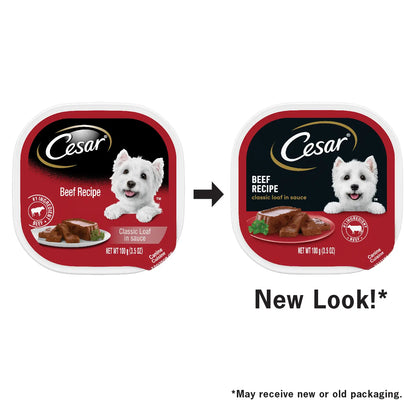 New Look of Cesar Classic Loaf in Sauce Adult Wet Dog Food Beef 3.5-oz