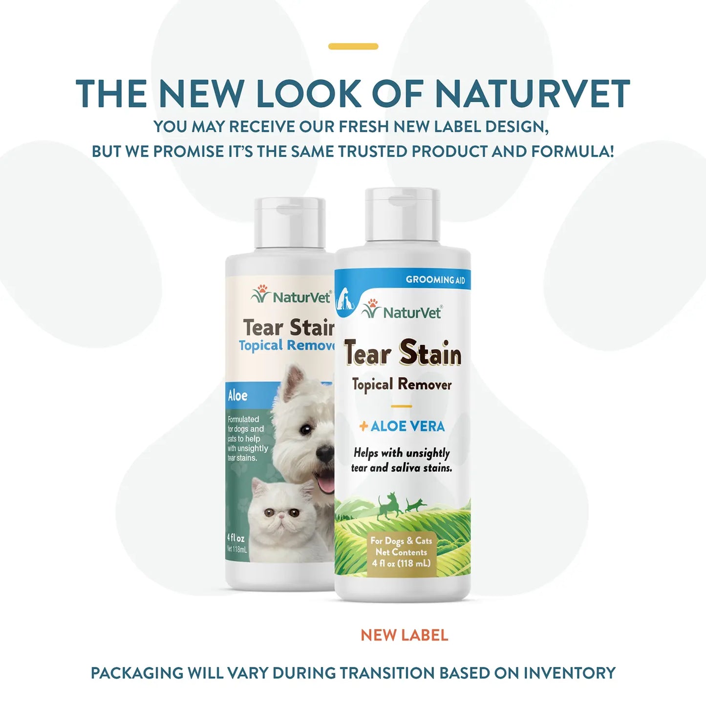 New Look of NaturVet Tear Stain Topical Remover for Dogs & Cats 4-oz