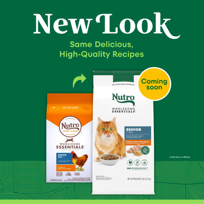 New Look of Nutro Wholesome Essentials Chicken & Brown Rice Recipe Senior Dry Cat Food 5-lb