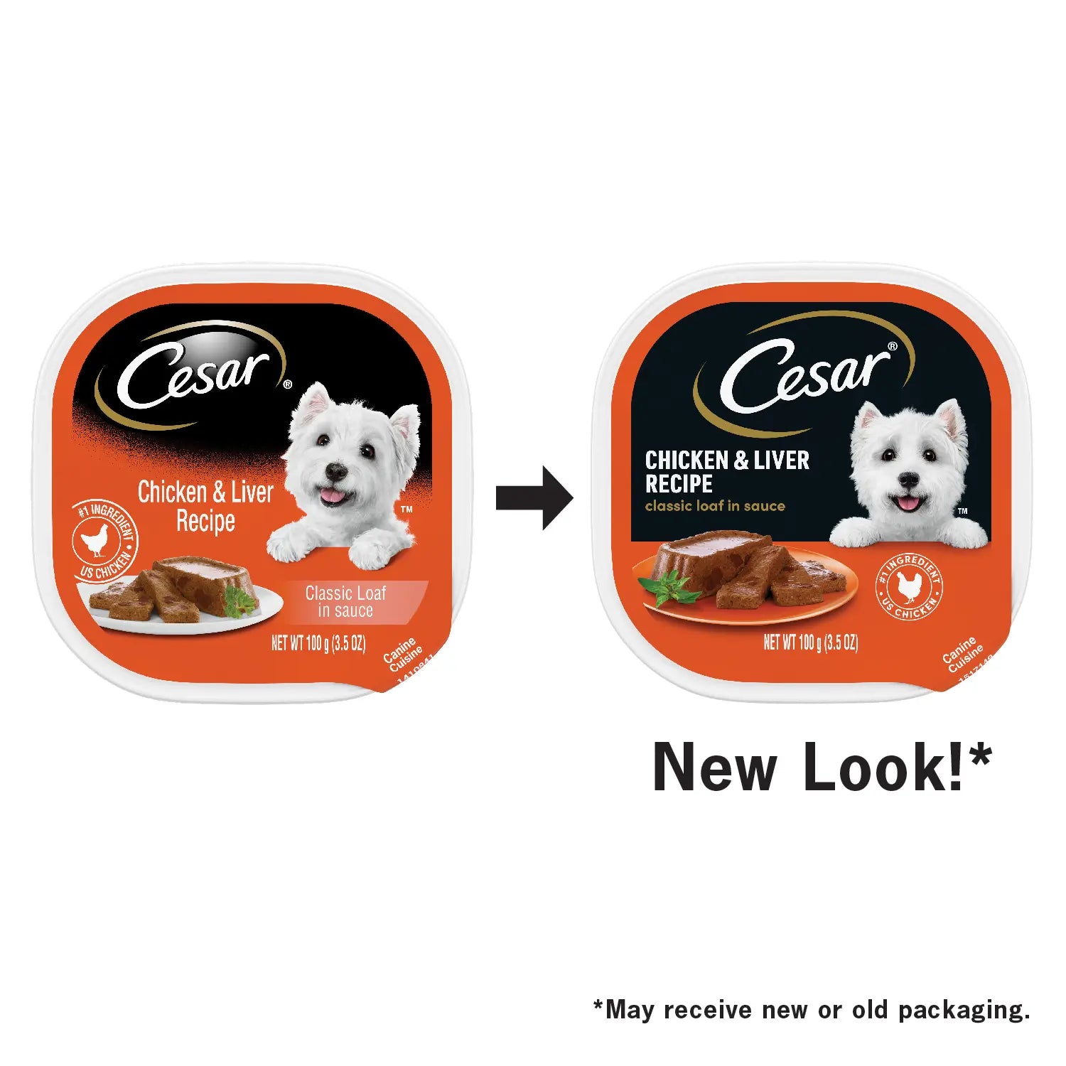 New Look of Cesar Classic Loaf in Sauce Adult Wet Dog Food Chicken & Liver 3.5-oz