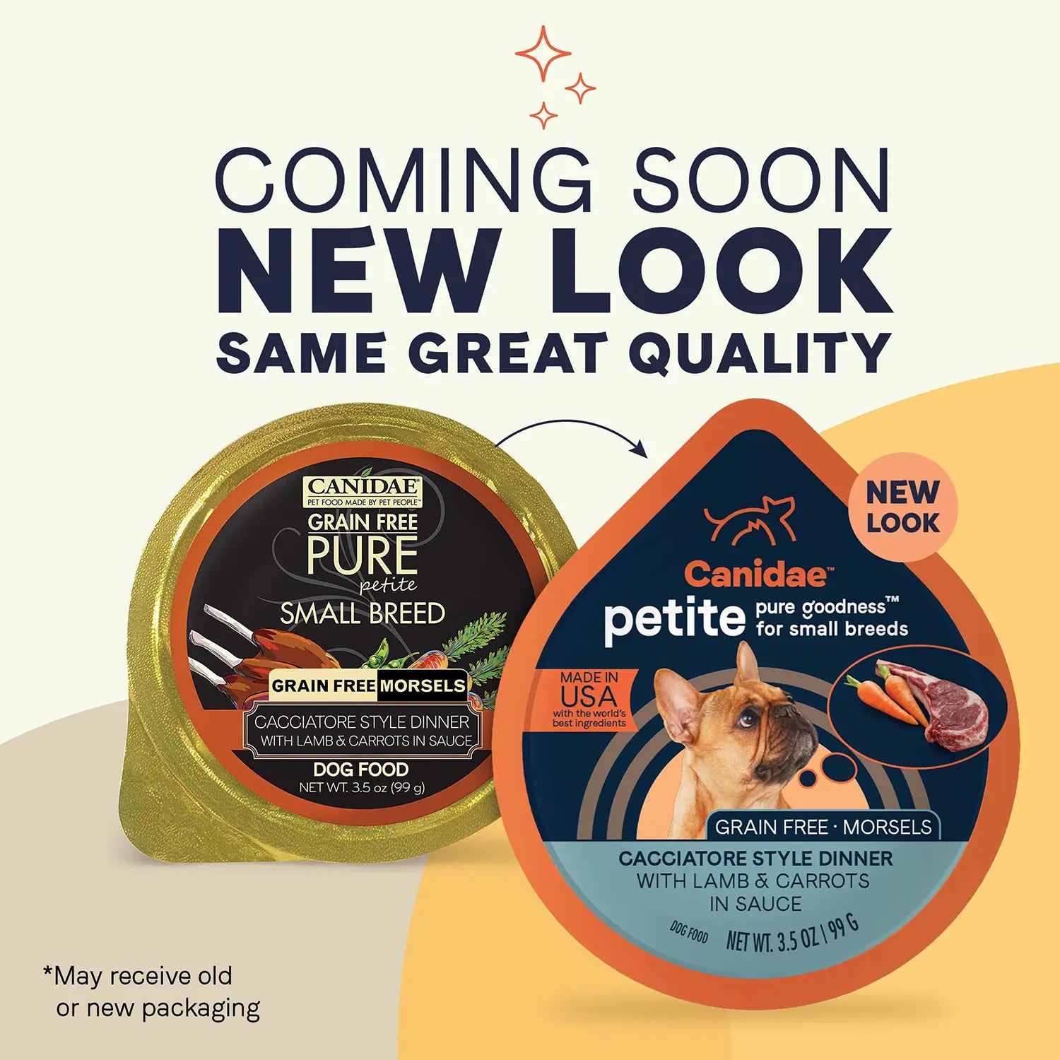 New Look of CANIDAE PURE Petite Goodness for Small Breed Grain-Free Morsels Canned Dog Food Lamb & Carrots 3.5-oz