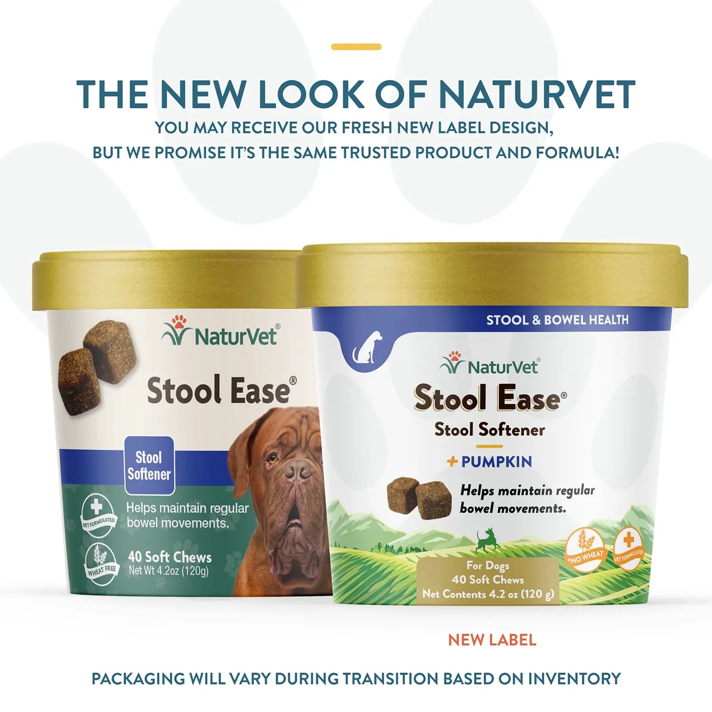 New Look of NaturVet Stool Ease Soft Chews for Dogs 40 Count 4.2-oz