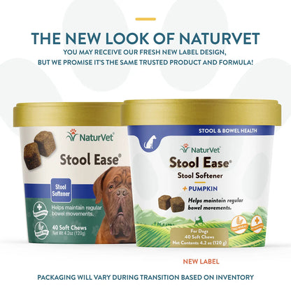 New Look of NaturVet Stool Ease Soft Chews for Dogs 40 Count 4.2-oz