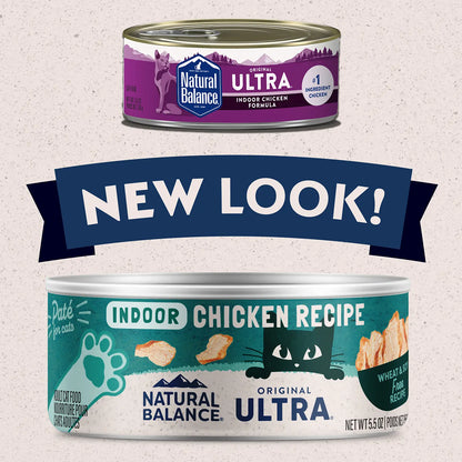 New Look of Natural Balance Pet Foods Original Ultra Indoor Canned Cat Food Chicken Formula 5.5-oz