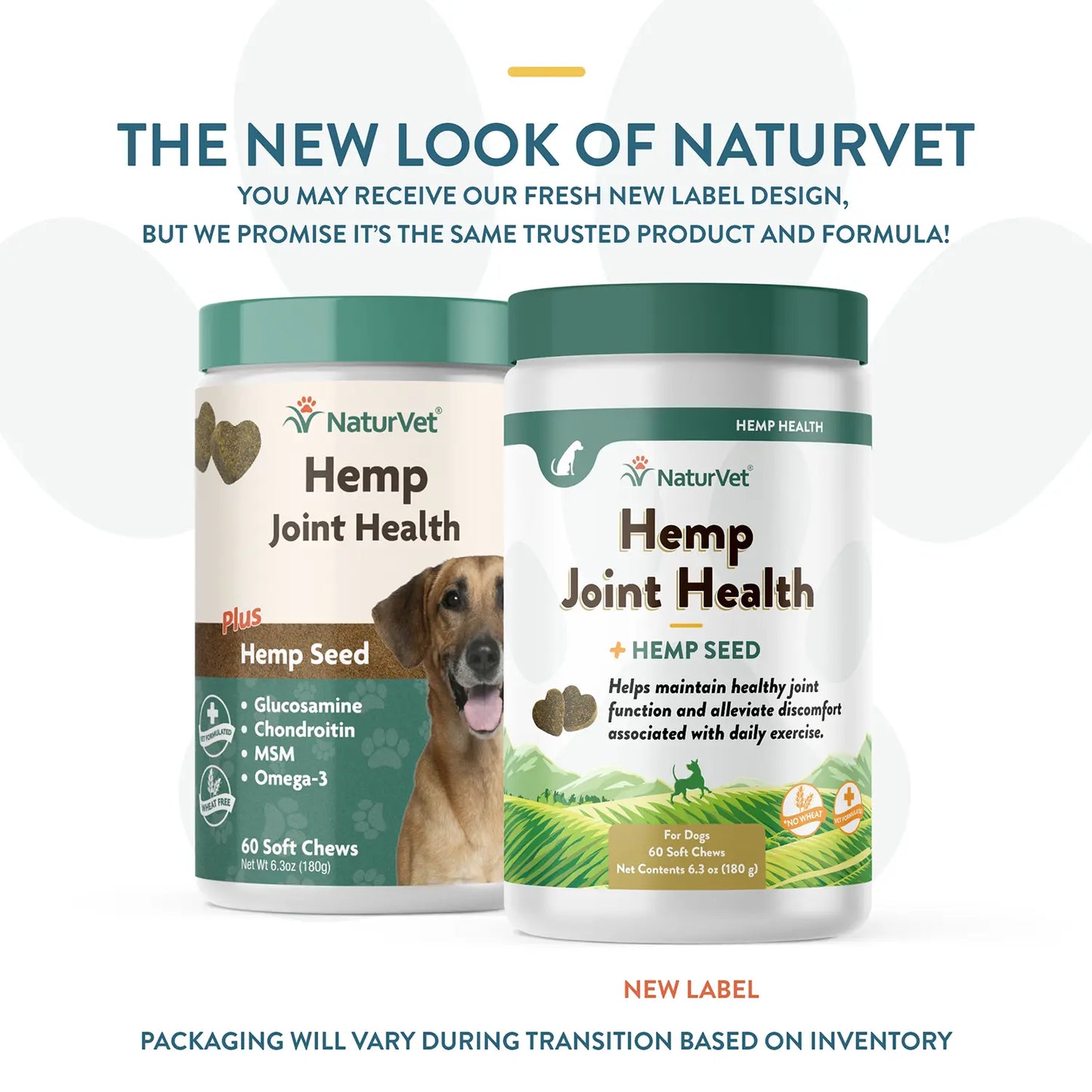NewLook of NaturVet Hemp Joint Health Soft Chews for Dogs 60 Count 6.3-oz