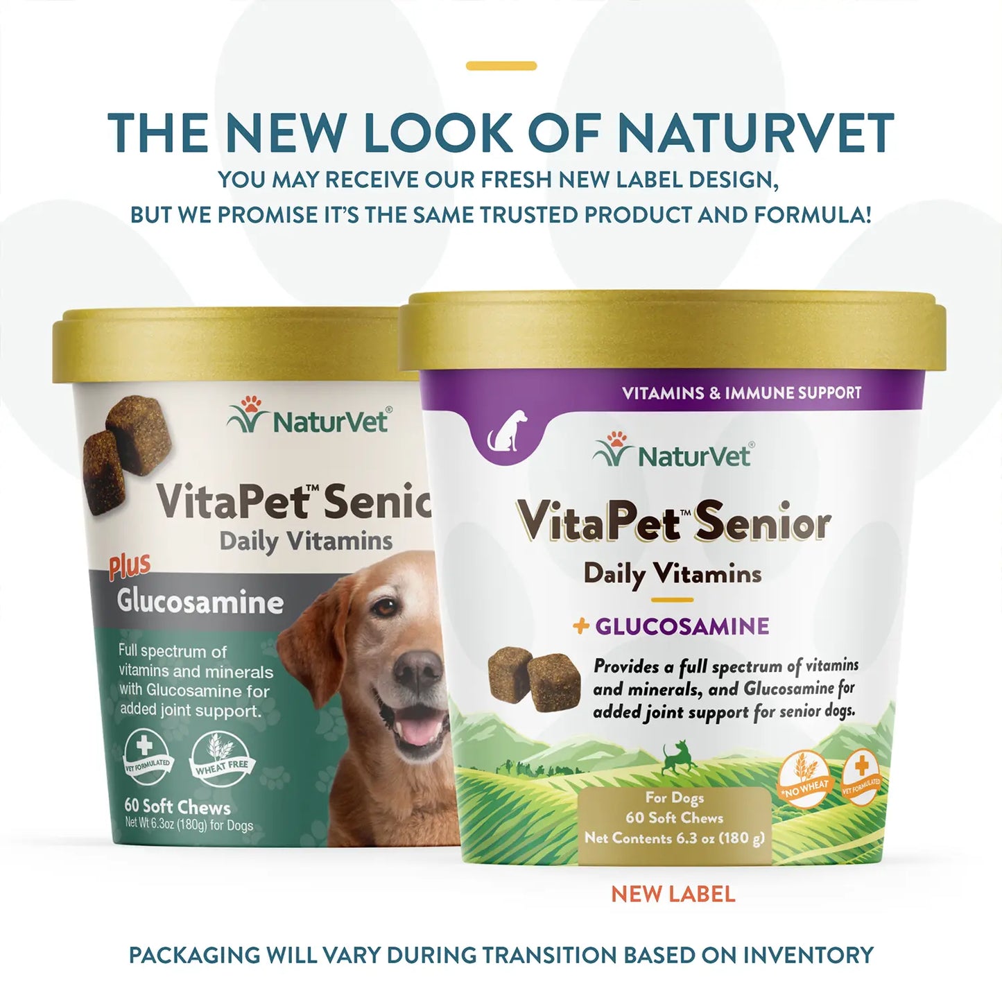 NewLook of NaturVet VitaPet Senior Daily Vitamins Plus Glucosamine Soft Chews for Dogs 60 Count 6.3-oz