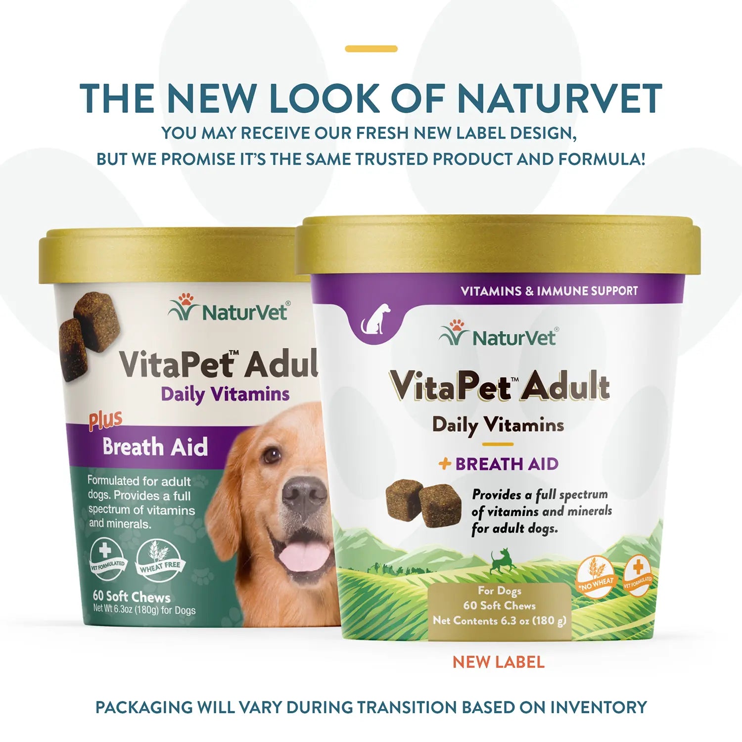 New Look of NaturVet VitaPet Adult Daily Vitamins Plus Breath Aid Soft Chews for Dogs 60 Count 6.3-oz
